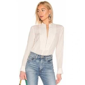 Rag & Bone Alfie Silk Shirt in Beige Stripe S